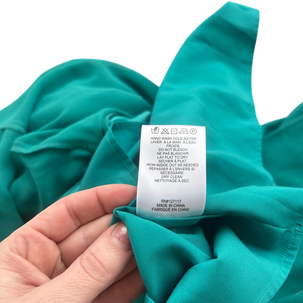 Belle Badgley Mischka Gown Women  0 Teal Green Ruffle Off Shoulder Maxi Dress - Picture 3 of 9